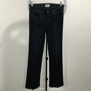 PAIGE Premium Denim Mona Dark Wash HIDDEN HILLS BOOT 5Pocket Logo Hardware Jeans
